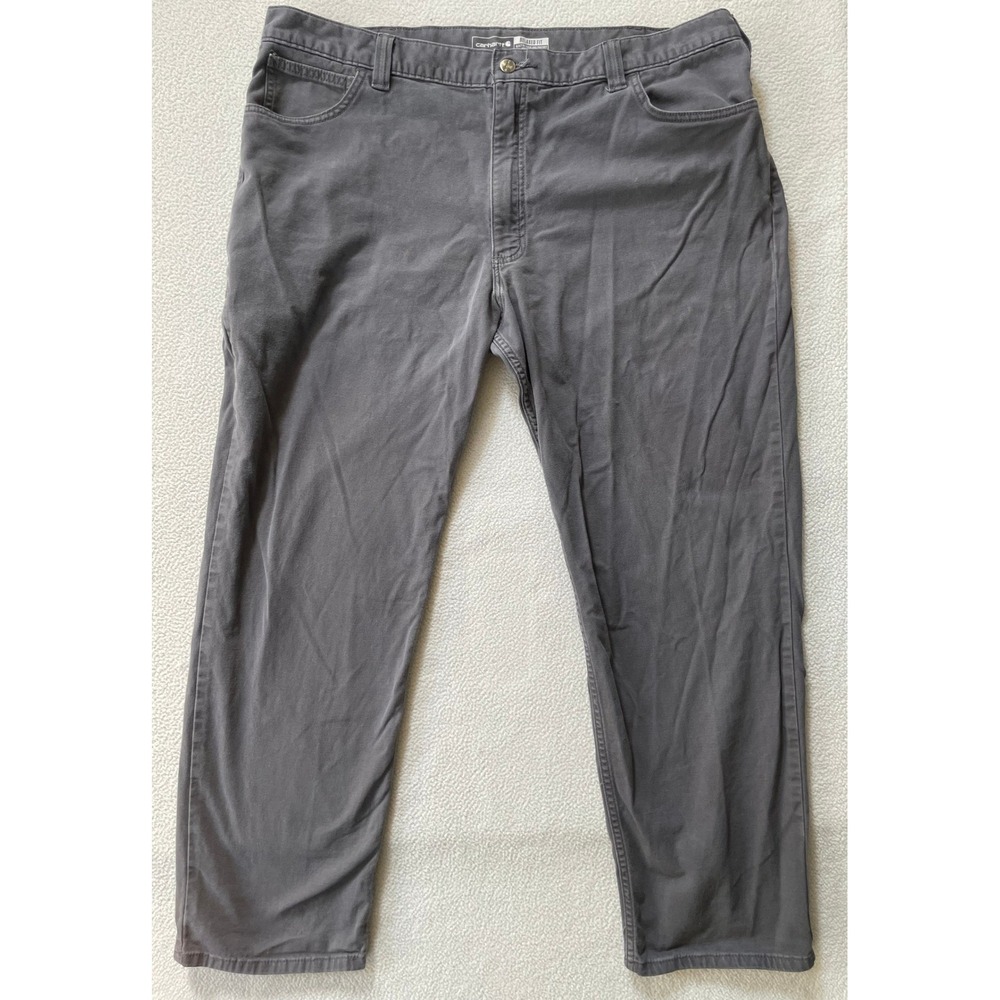 Carhartt Mens 42x32 Relaxed Fit Canvas Work Pants Gray Rugged Flex BN2517-M